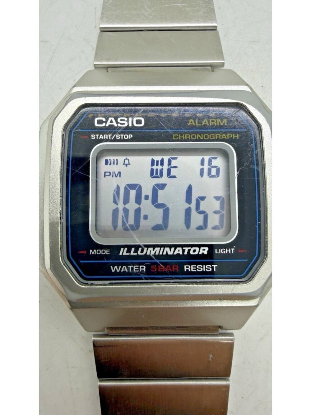 CASIO Illuminator Digital Watch B650W 3454 Stainless Steel Water Resistant 50M